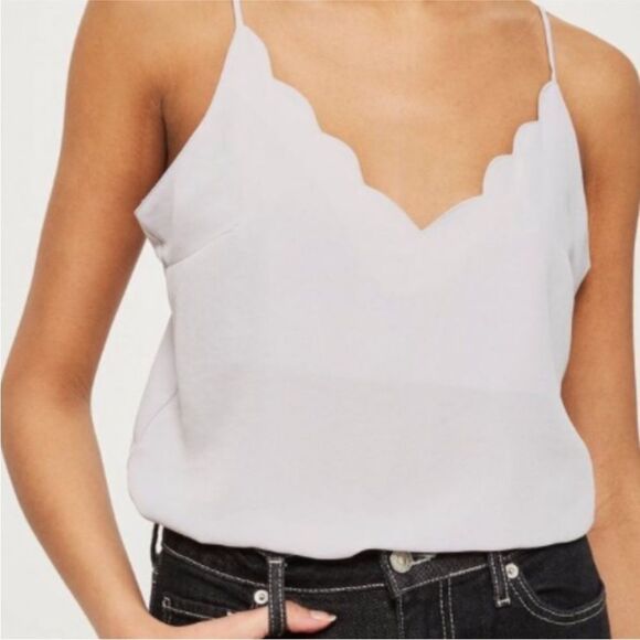 TOPSHOP | Light Gray Scalloped Cami Tank Top Women’s Size 8 - Picture 1 of 10
